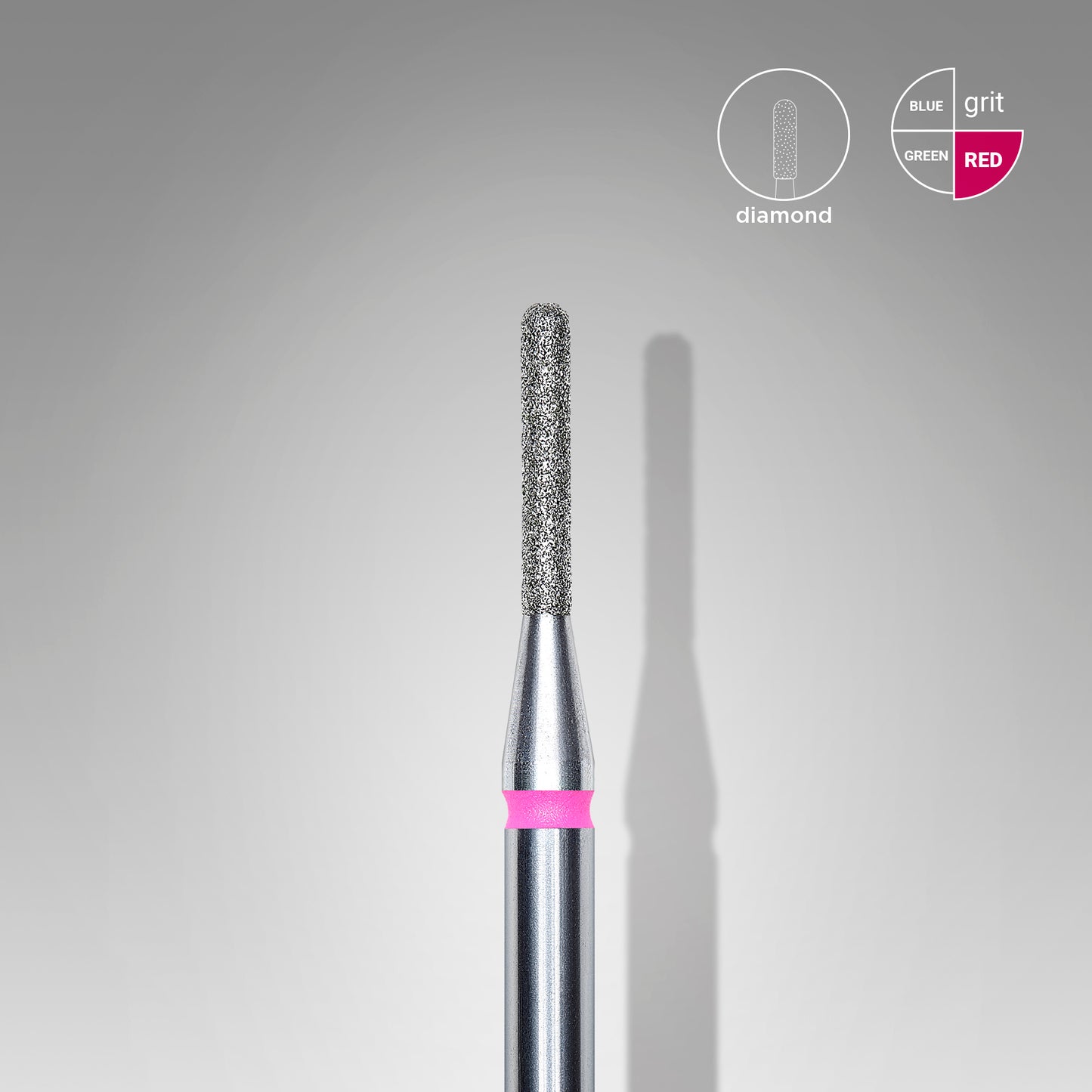 Diamond nail drill bit, rounded "cylinder", red, head diameter 1.4 mm/ working part 8 mm image 0