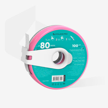 Staleks Disposable Adhesive white abrasive tape EXPERT 100 grit in a plastic case