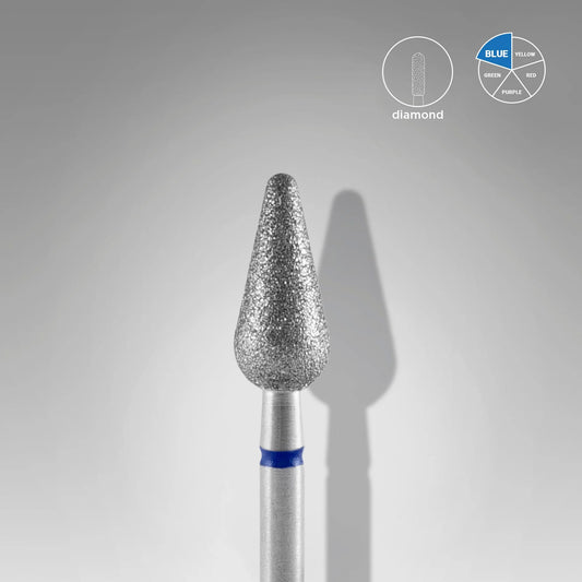 Diamond nail drill bit rounded pear blue EXPERT head diameter 5 mm / working part 12 mm image 0