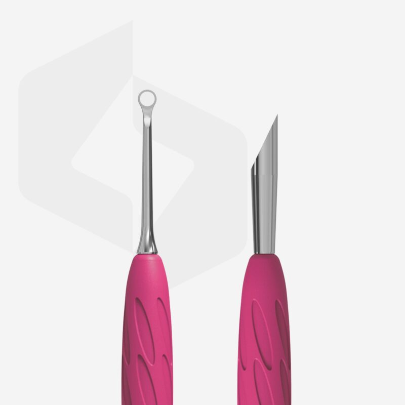 Manicure pusher with silicone handle “Gummy” UNIQ 11 TYPE 2 (slanted pusher + ring) image 1