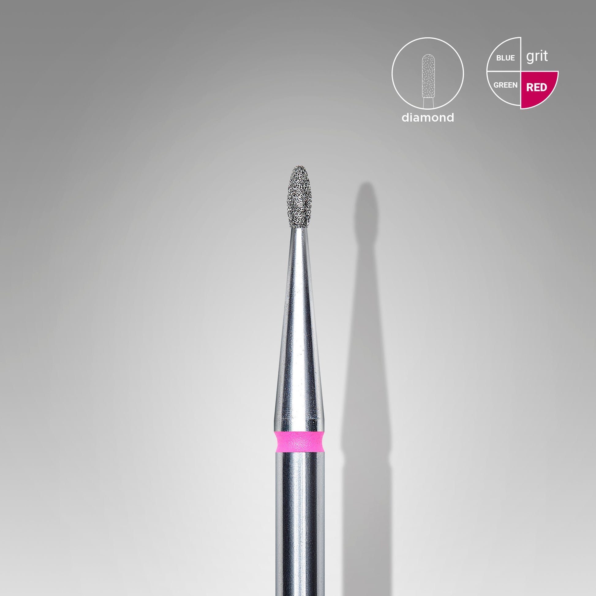 Diamond nail drill bit, rounded "bud" , red, head diameter 1.2 mm/ working part 3 mm (6 pcs) image 0