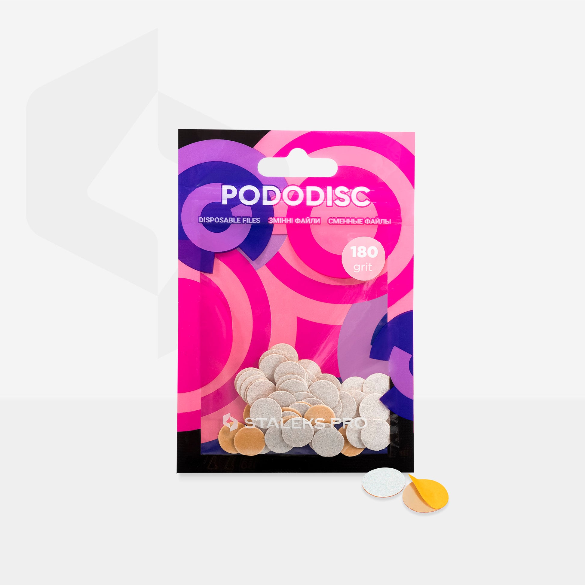 White refill pads for pedicure disc Pododisc Staleks Pro XS, 180 grit (50 pc) image 2