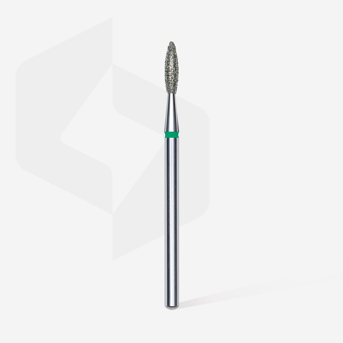 Diamond nail drill bit, "flame" , green, head diameter 2.1 mm/ working part 8 mm image 1