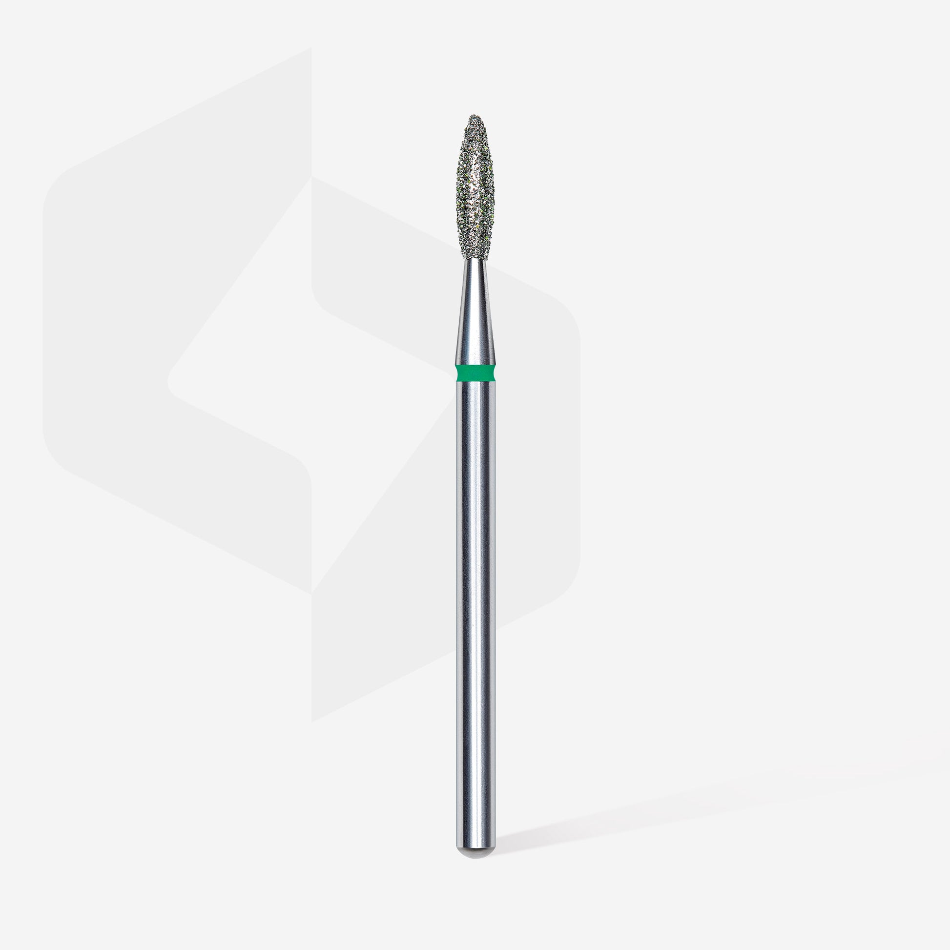 Diamond nail drill bit, "flame" , green, head diameter 2.1 mm/ working part 8 mm image 1