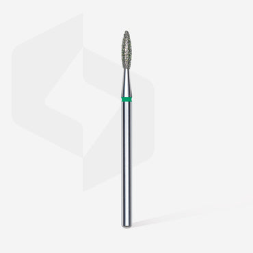 Diamond nail drill bit, "flame" , green, head diameter 2.1 mm/ working part 8 mm image 1