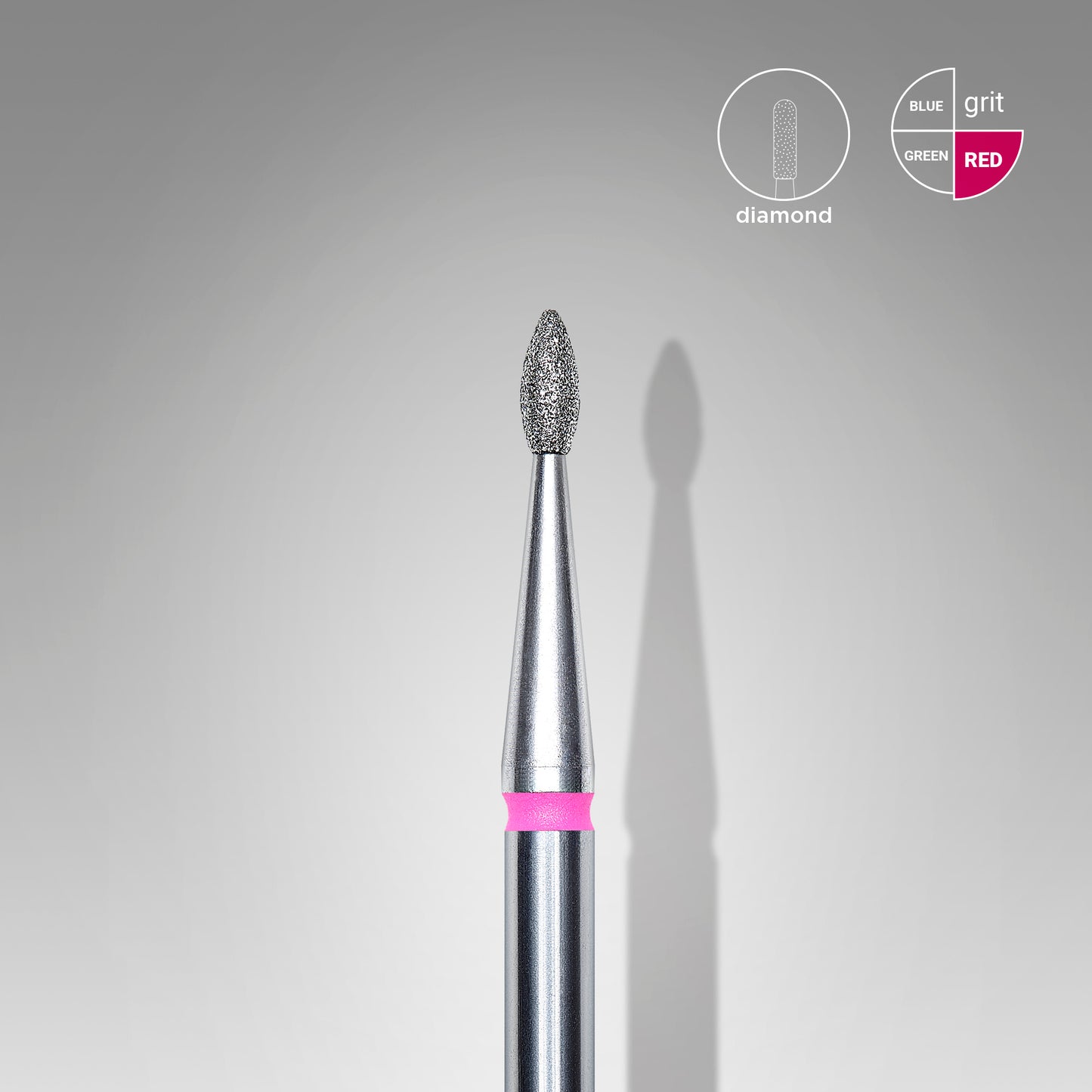 Diamond nail drill bit, "drop" , red, head diameter 1.6 mm/ working part 4 mm image 0