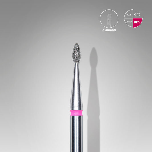 Diamond nail drill bit, "drop" , red, head diameter 1.6 mm/ working part 4 mm image 0