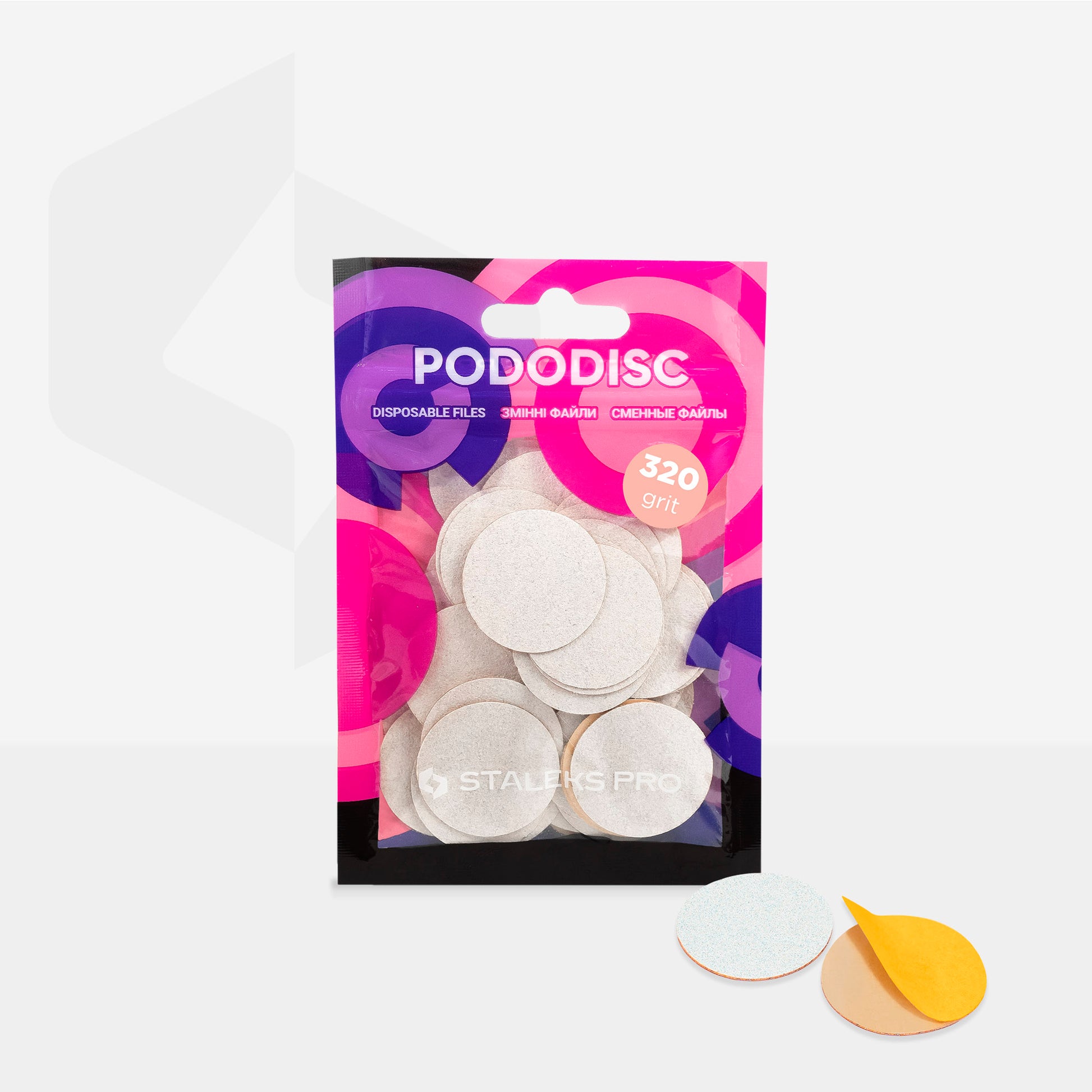 White refill pads for pedicure disc Pododisc Staleks Pro L, 320 grit (50 pc) image 2