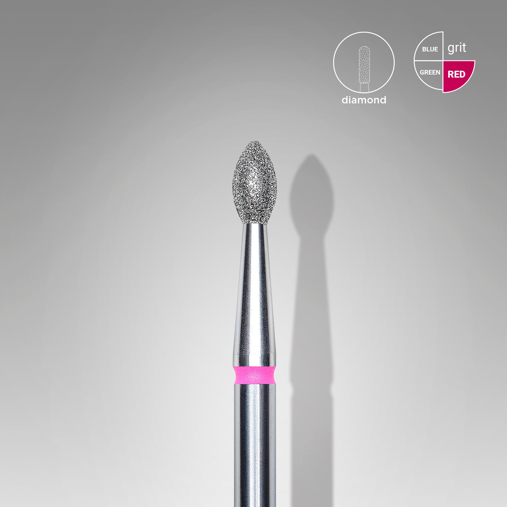 Diamond nail drill bit, pointed "bud" , red, head diameter 2.5 mm/ working part 4.5 mm (6 pcs) image 0