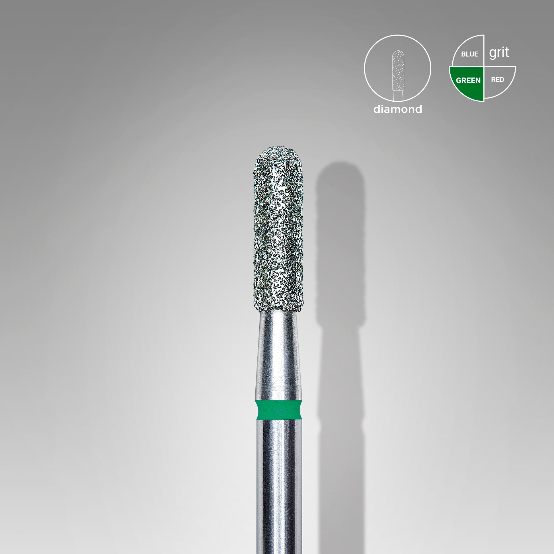 Diamond nail drill bit, rounded "cylinder", green, head diameter 2.3 mm/ working part 8 mm image 0