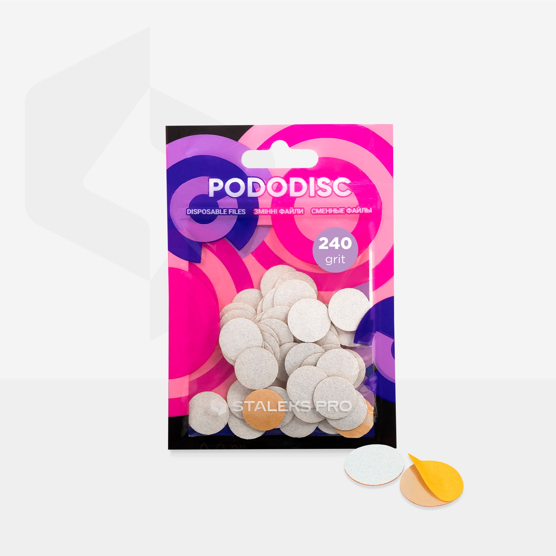 White refill pads for pedicure disc Pododisc Staleks Pro S, 240 grit (50 pc) image 2
