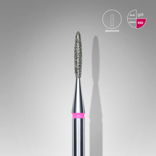 Diamond nail drill bit, "flame" , red, head diameter 1.4 mm/ working part 8 mm image 0