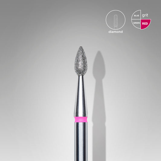 Diamond nail drill bit, "drop" , red, head diameter 2,3 mm/ working part 5 mm image 0