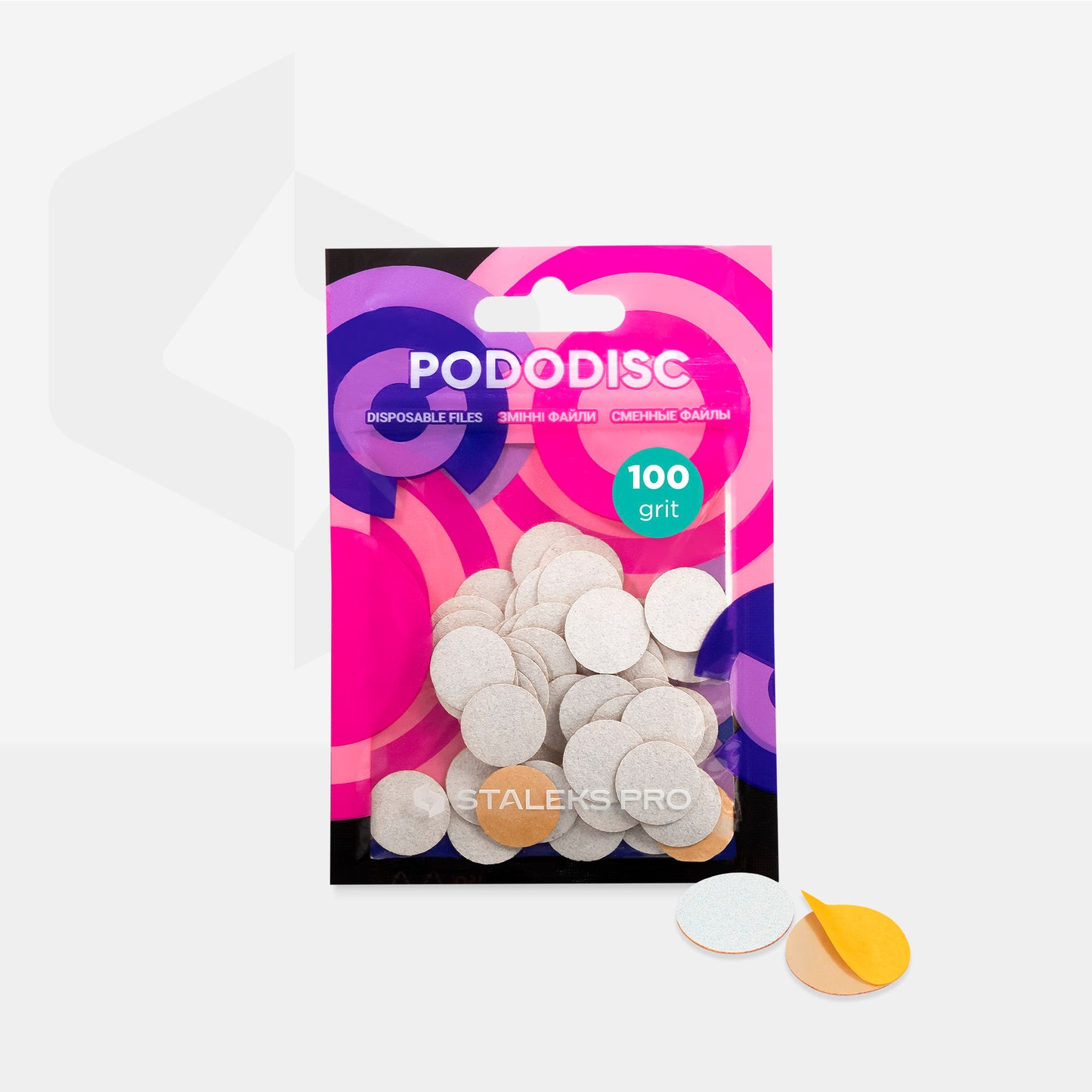 White refill pads for pedicure disc Pododisc Staleks Pro S, 100 grit (50 pc) image 2