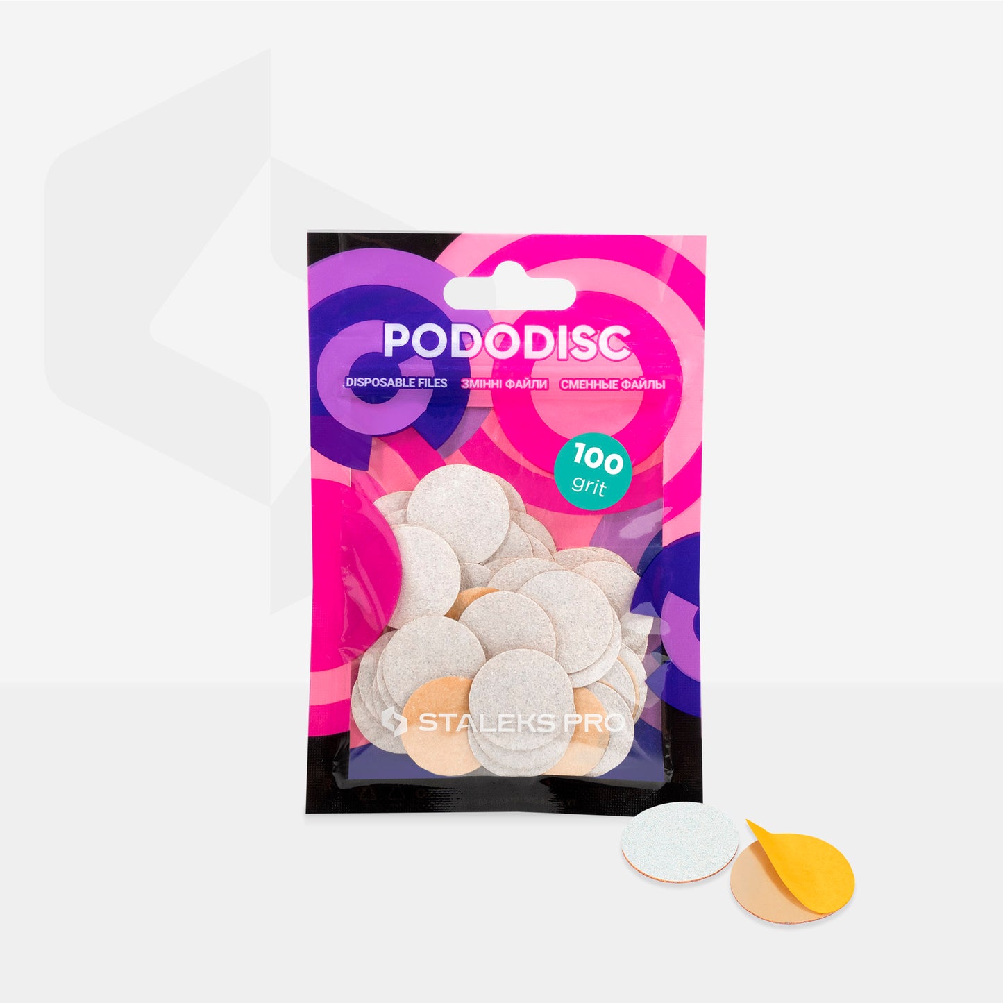 White refill pads for pedicure disc Pododisc Staleks Pro M, 100 grit (50 pc) image 2