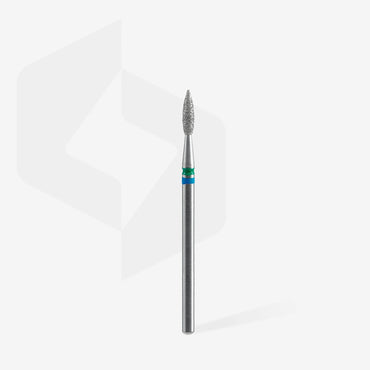 Diamond nail drill bit DUO flame blue-green EXPERT head diameter 2,1 mm / working part 8 mm image 1