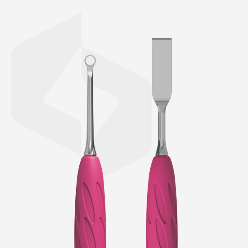 Manicure pusher with silicone handle “Gummy” UNIQ 11 TYPE 1 (flat straight pusher + ring) image 1