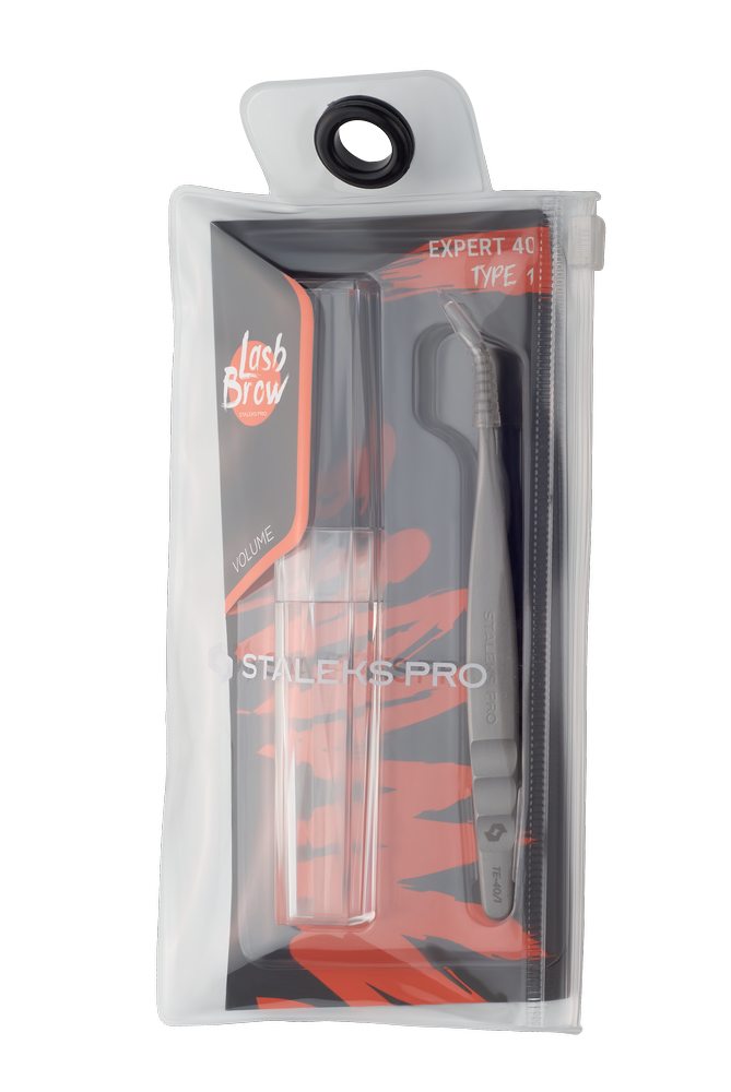 Professional eyelash tweezers EXPERT 40 TYPE 1 (L-shaped,50') image 4
