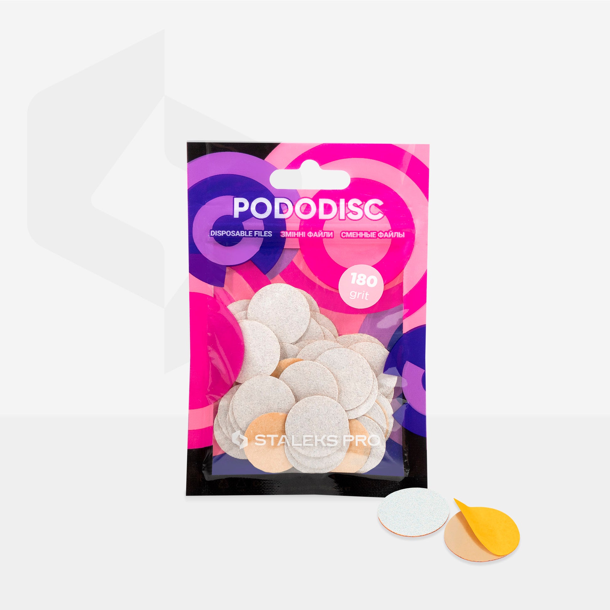 White refill pads for pedicure disc Pododisc Staleks Pro M, 180 grit (50 pc) image 2