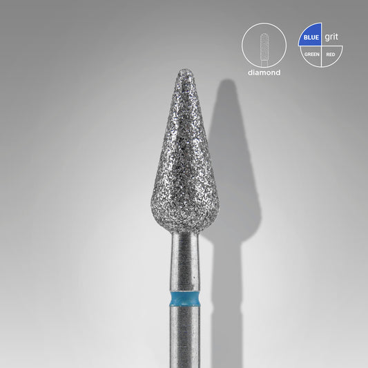 Diamond nail drill bit pointed pear blue EXPERT head diameter 5 mm / working part 12 mm image 0