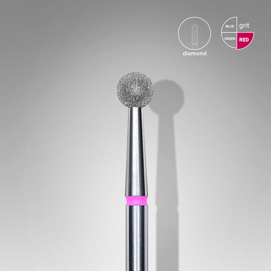 Diamond nail drill bit, "ball", red, head diameter 4 mm image 0