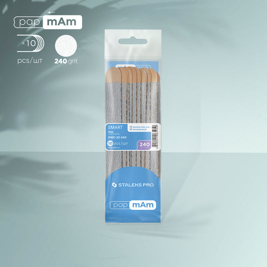 Disposable files papmAm on a wooden base Staleks Pro Smart 22, 240 grit (10 pcs) image 0