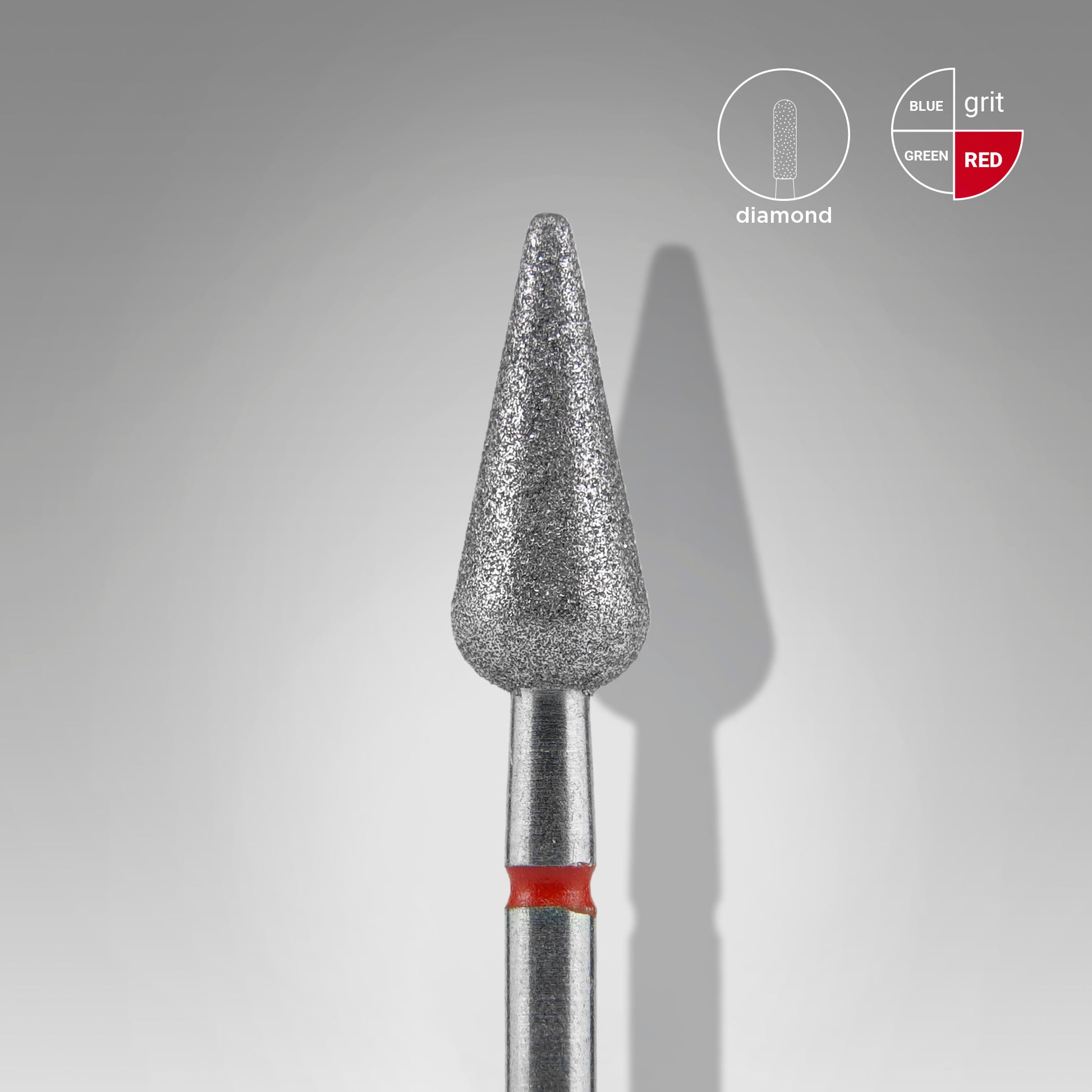 Diamond nail drill bit pointed pear red EXPERT head diameter 5 mm / working part 12 mm image 0