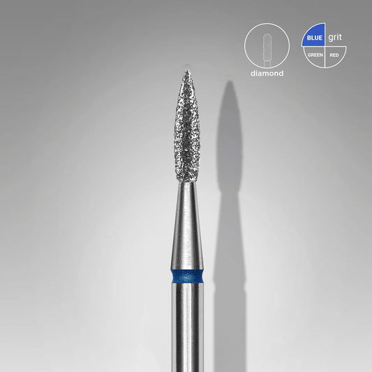 Diamond nail drill bit pointed flame blue EXPERT head diameter 1,8 mm / working part 8 mm image 0