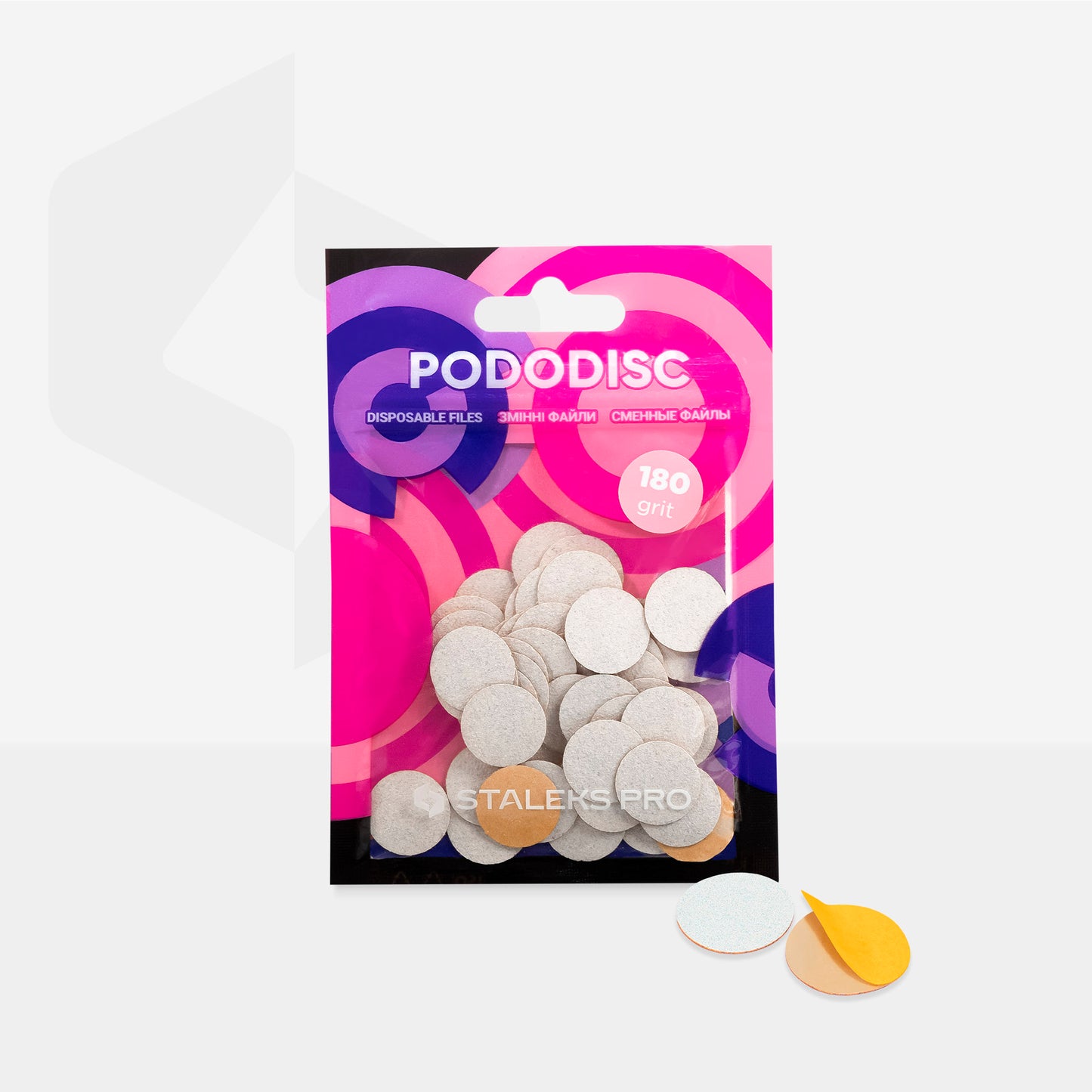 White refill pads for pedicure disc Pododisc Staleks Pro S, 180 grit (50 pc) image 2