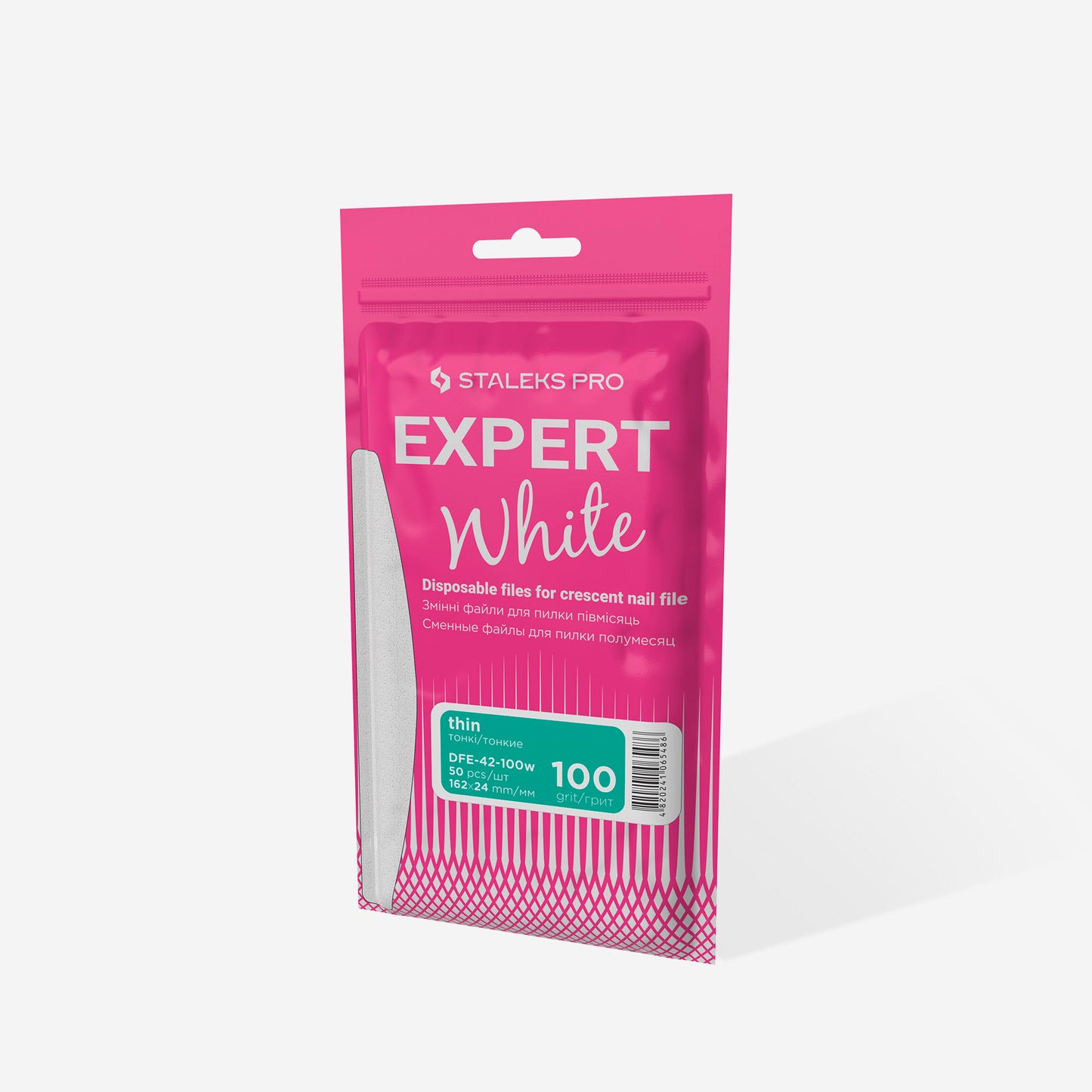 White disposable files for straight nail file Staleks Pro Expert 42, 100 grit (50 pcs) image 3