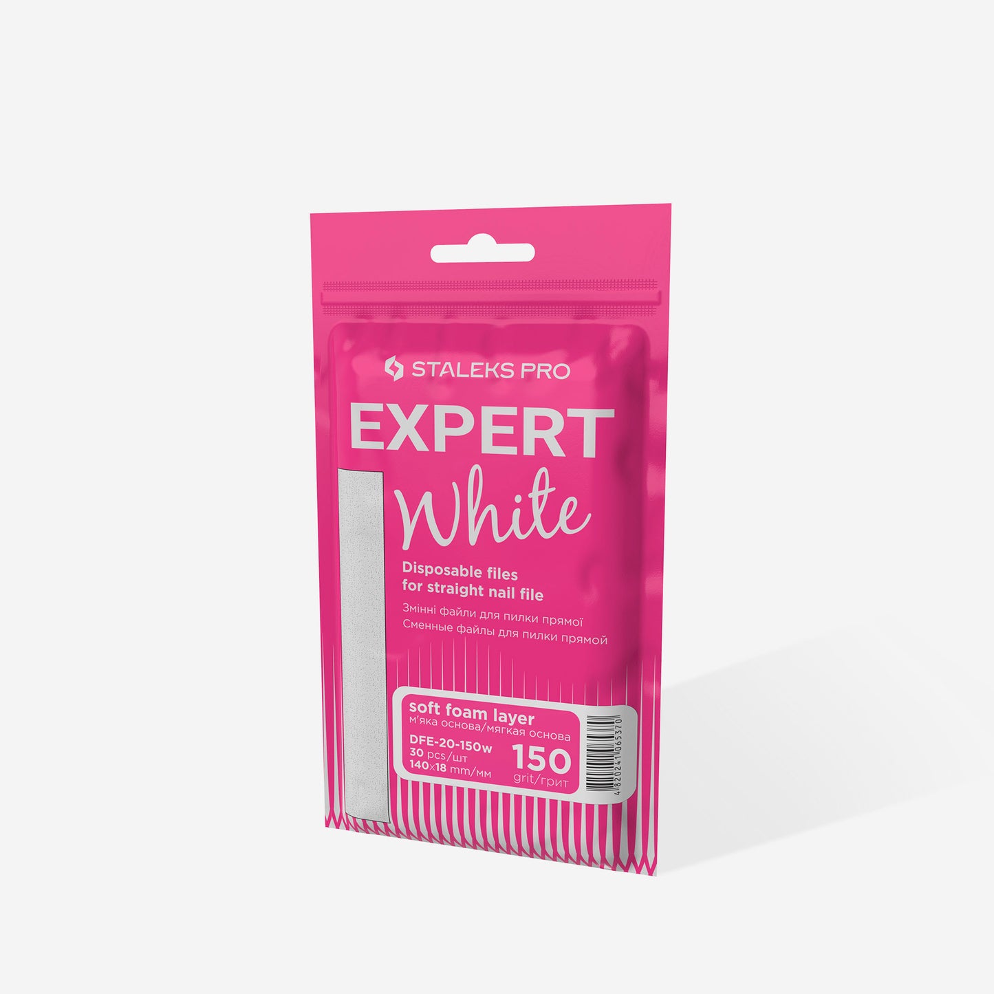 Disposable white files for straight nail file (soft base) Staleks Pro Expert 20, 150 grit (30 pcs) image 3