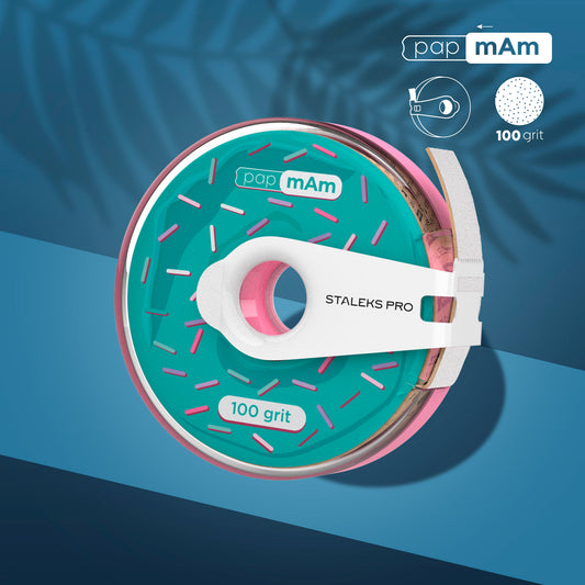 White disposable abrasive tape papmAm EXPERT in a plastic case STALEKS PRO 100 grit image 0