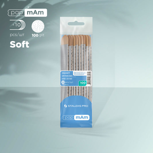 Disposable files papmAm (soft base) on a wooden base Staleks Pro Smart 20, 240 grit (10 pcs) image 0