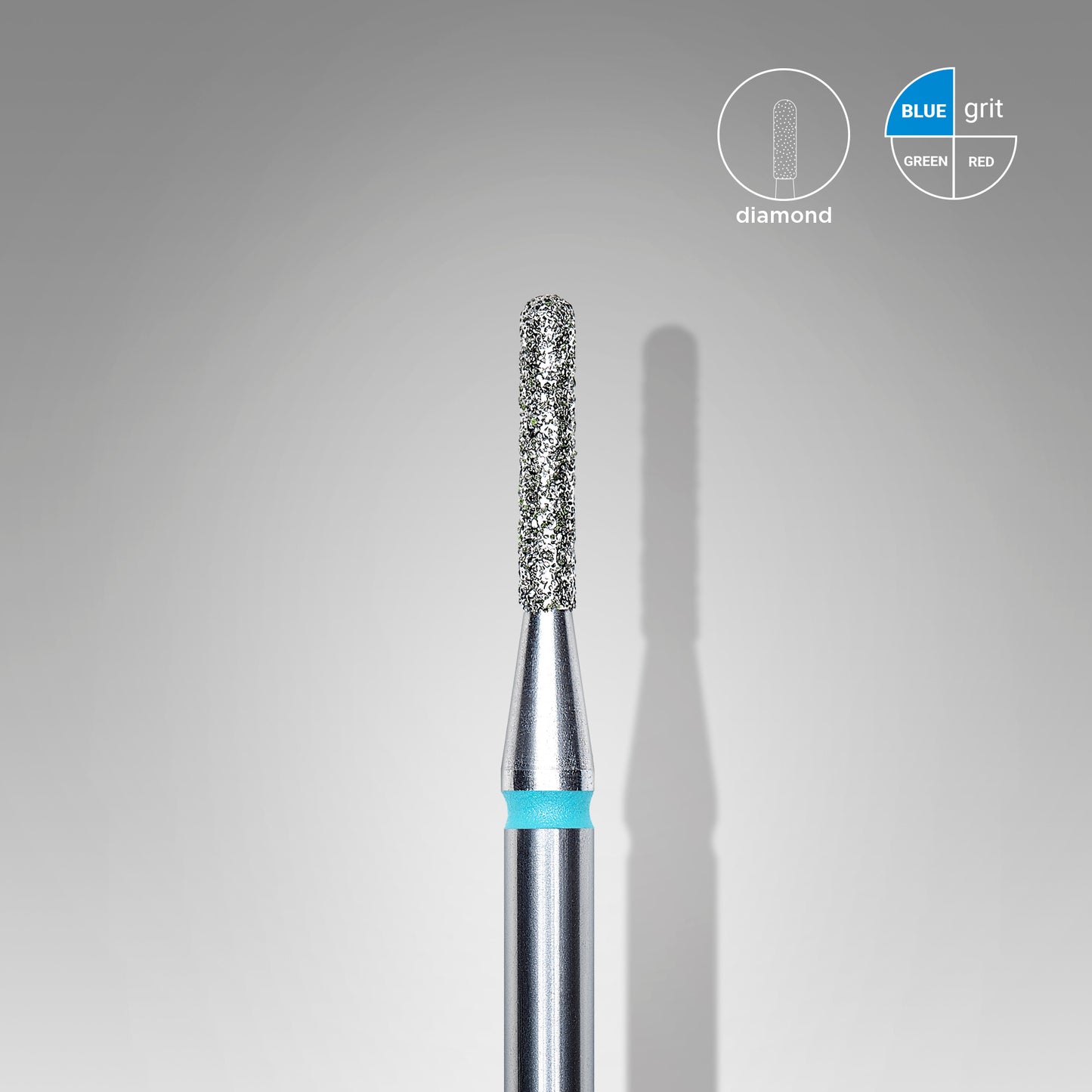 Diamond nail drill bit, rounded "cylinder", blue, head diameter 1.4 mm/ working part 8 mm image 0