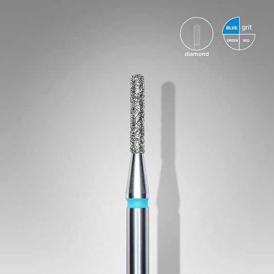 Diamond nail drill bit, rounded "cylinder", blue, head diameter 1.4 mm/ working part 8 mm image 0
