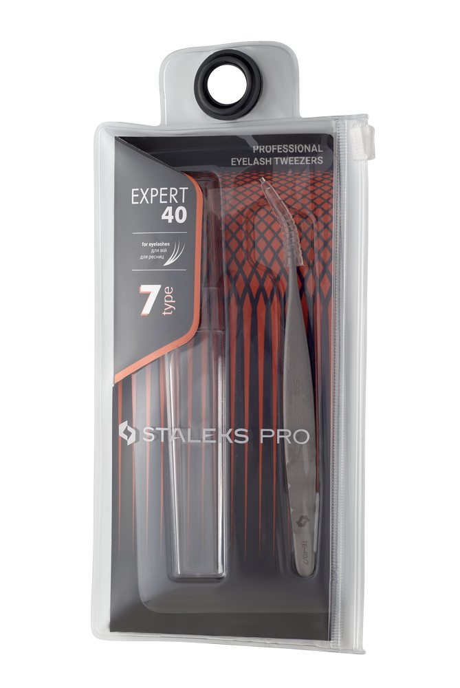 Professional eyelash tweezers EXPERT 40 TYPE 7 (curved) image 4