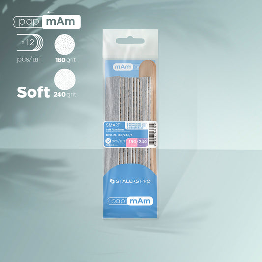 Disposable files papmAm on a soft base 180 grit (5 pcs), 240 grit (5 pcs), and a wooden base (2 pcs) Staleks Pro Smart 20 image 0
