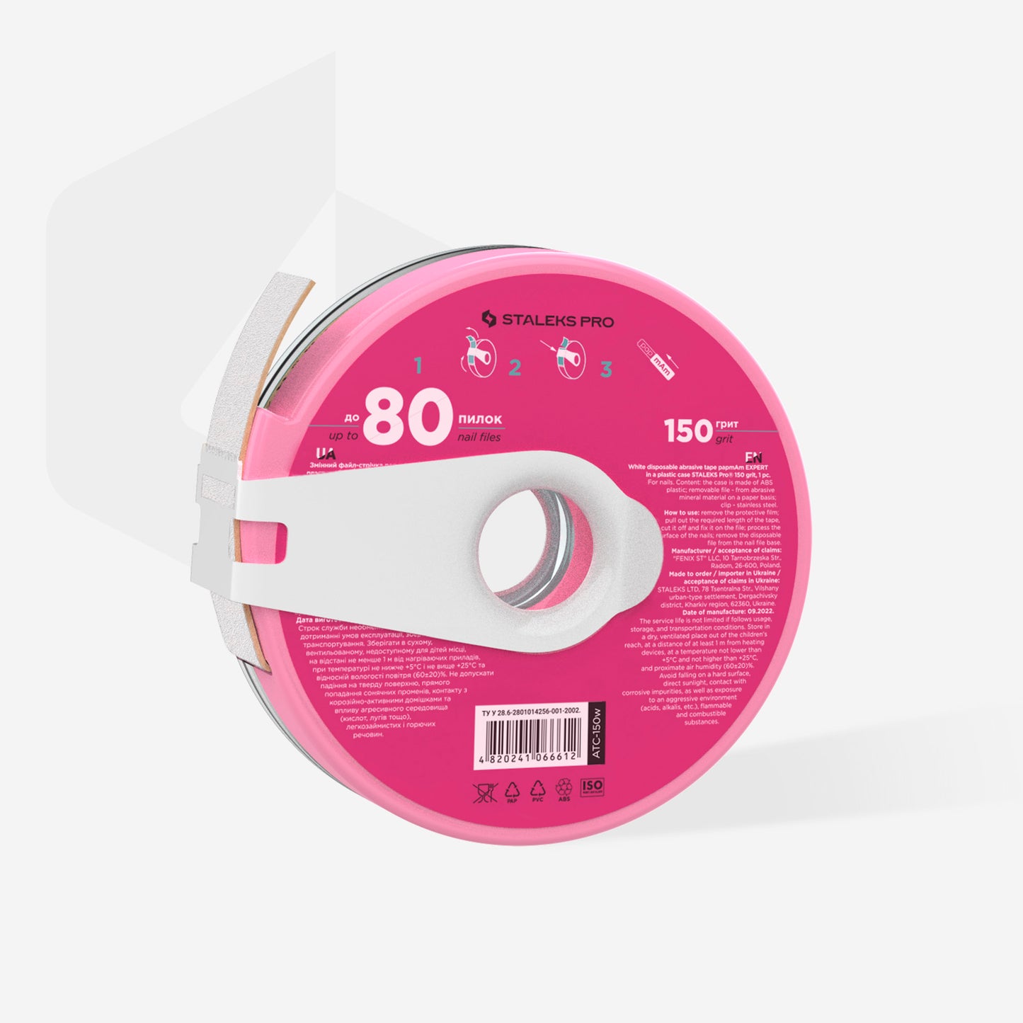 White disposable abrasive tape papmAm EXPERT in a plastic case STALEKS PRO 150 grit image 1