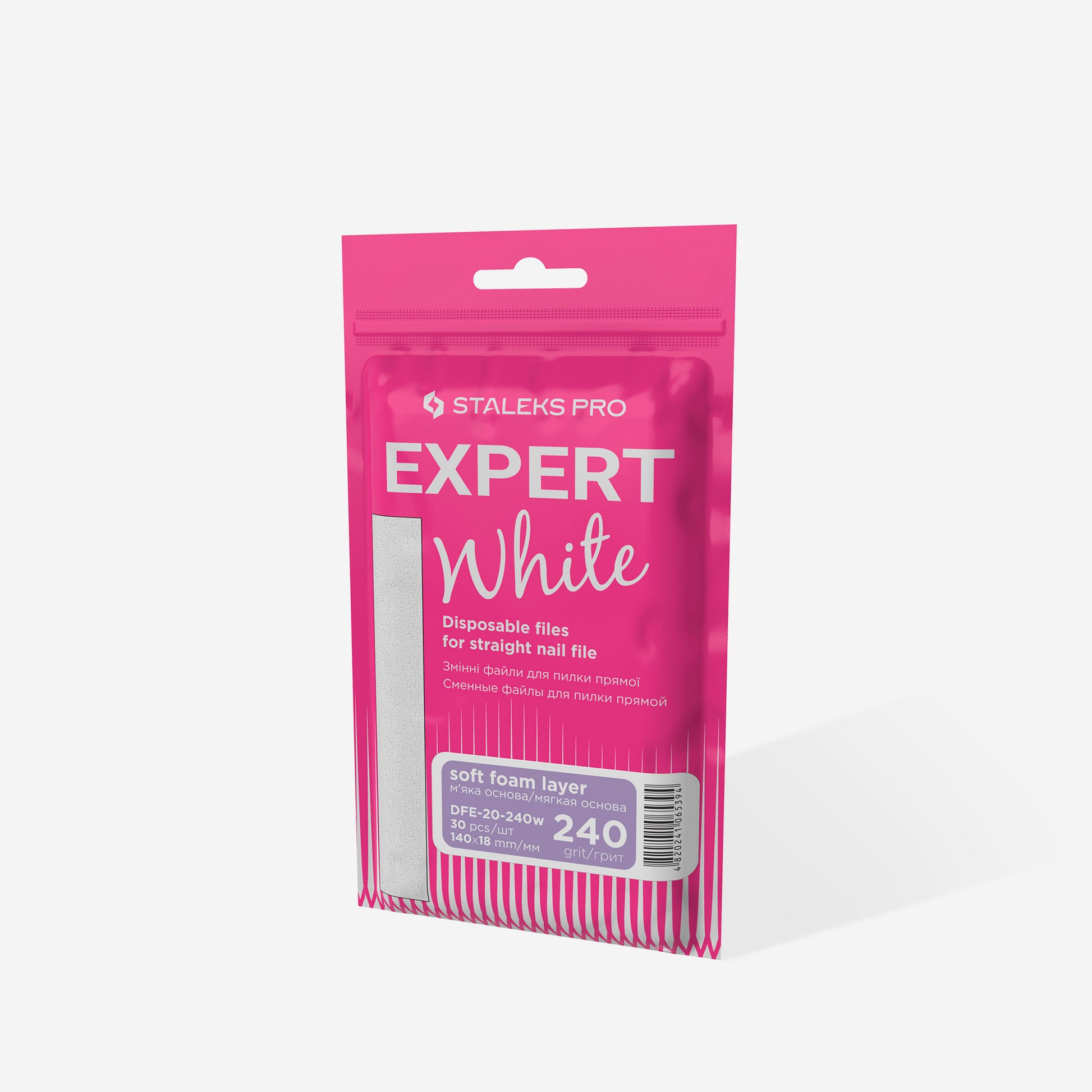 Disposable white files for straight nail file on a soft foam layer EXPERT 20 240 grit (30 pcs) image 3