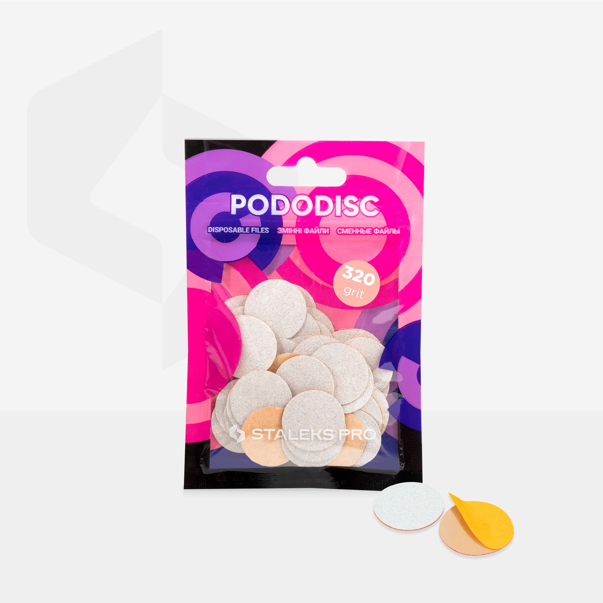 White refill pads for pedicure disc Pododisc Staleks Pro M, 320 grit (50 pc) image 2