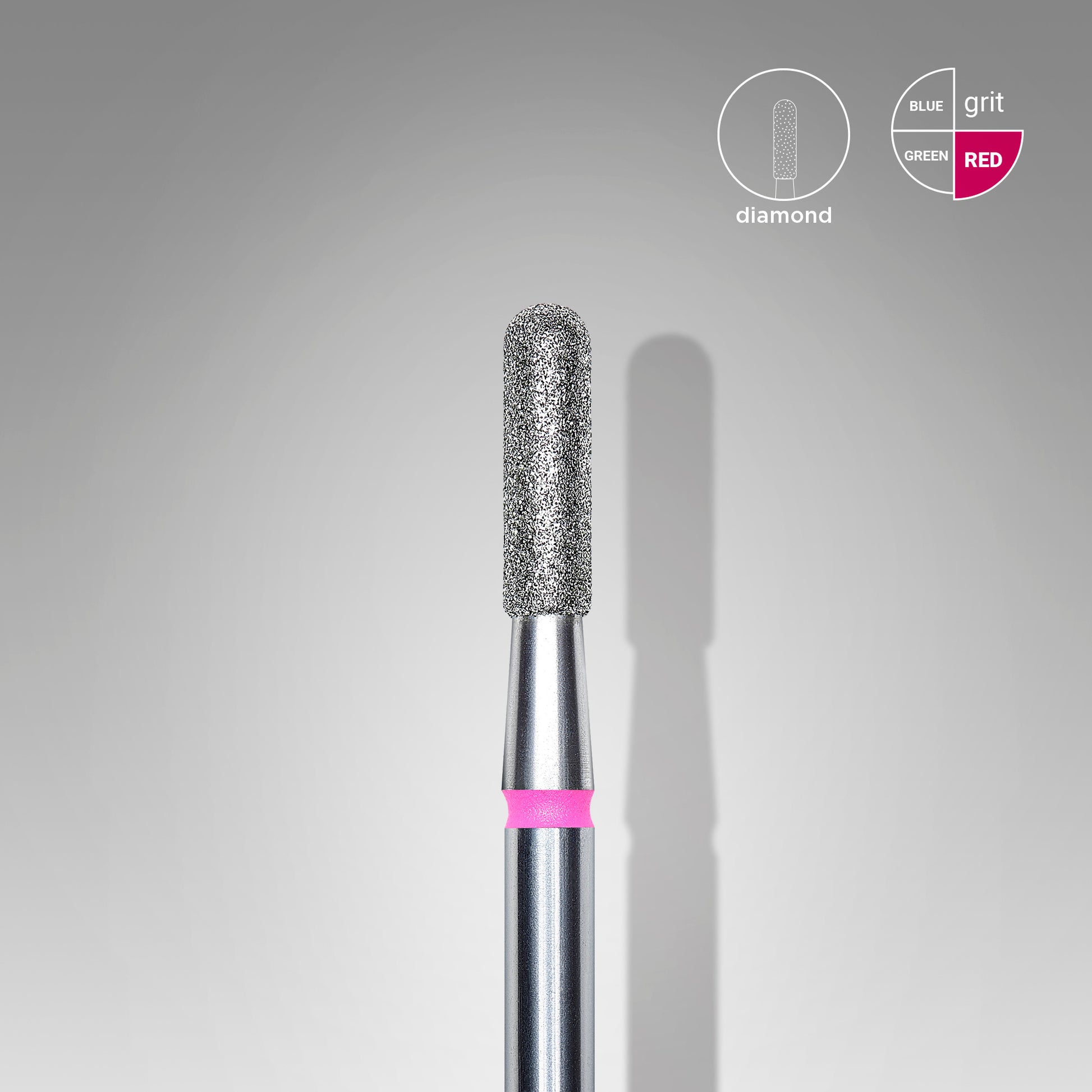 Diamond nail drill bit, rounded "cylinder", red, head diameter 2.3 mm/ working part 8 mm image 0