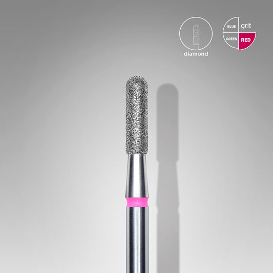 Diamond nail drill bit, rounded "cylinder", red, head diameter 2.3 mm/ working part 8 mm image 0