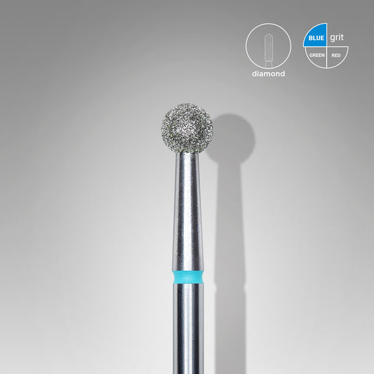 Diamond nail drill bit, "ball", blue, head diameter 4 mm image 0