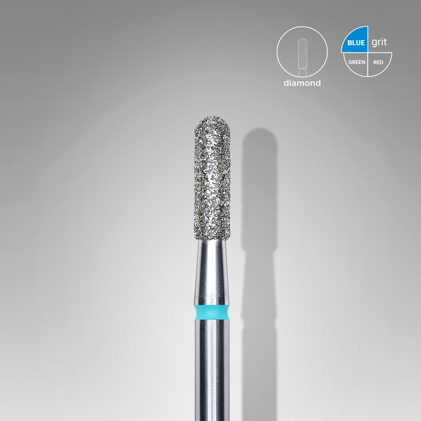 Diamond nail drill bit, rounded "cylinder", blue, head diameter 2.3 mm/ working part 8 mm image 0