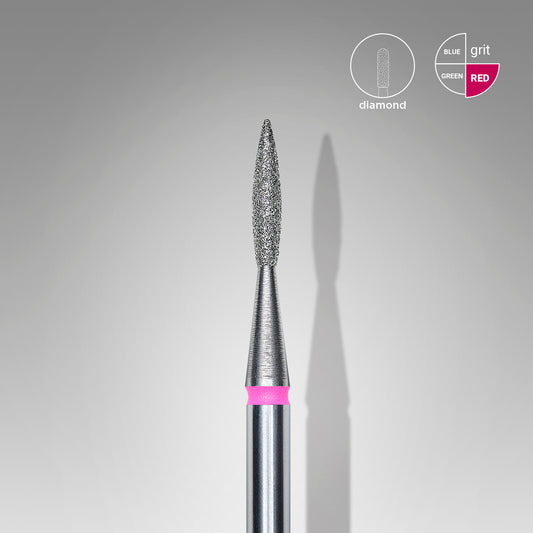Diamond nail drill bit "flame", sharp, red,  head diameter 1,6  mm/ working part 8 mm image 0