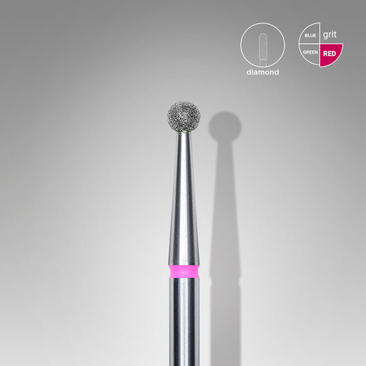 Diamond nail drill bit, "ball", red, head diameter 2.5 mm image 0