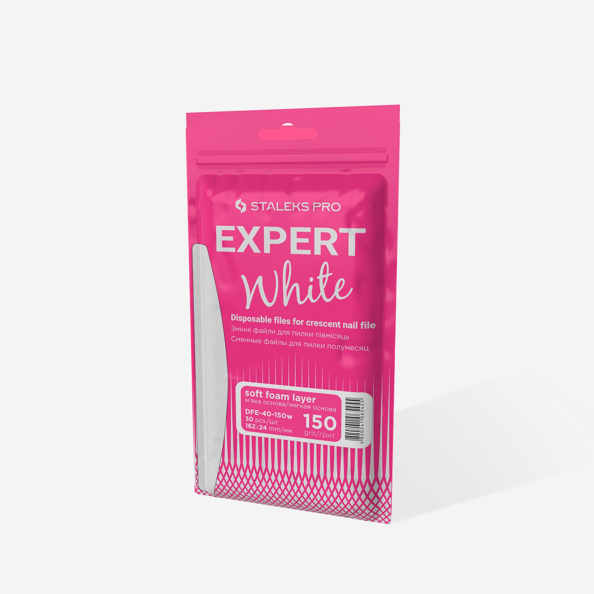 White disposable files for crescent nail file (soft base) Staleks Pro Expert 40, 150 grit (30 pcs) image 3