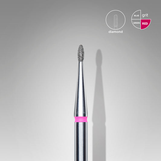 Diamond nail drill bit, rounded "bud" , red, head diameter 1.2 mm/ working part 3 mm image 0
