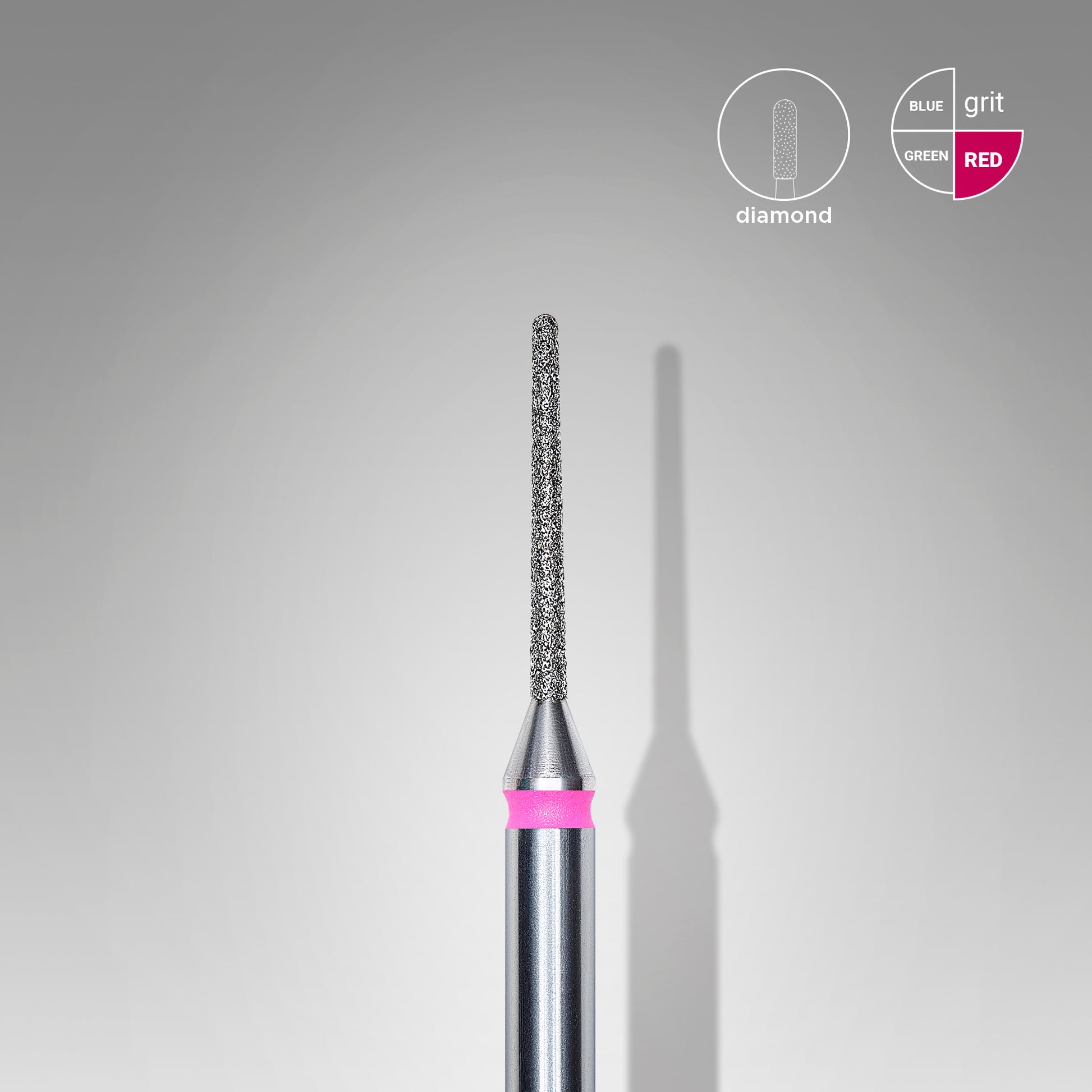 Diamond nail drill bit, "needle", red, head diameter 1 mm/ working part 10 mm image 0