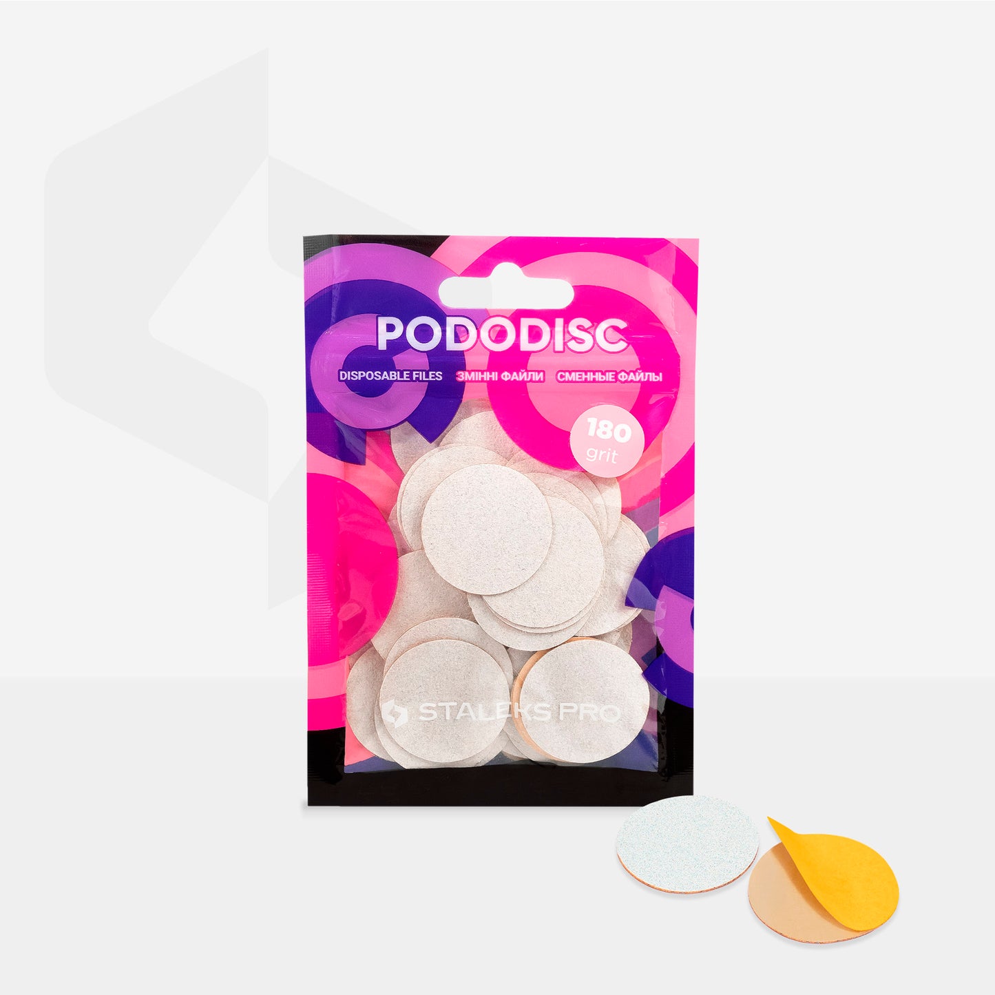 White refill pads for pedicure disc Pododisc Staleks Pro L, 180 grit (50 pc) image 2